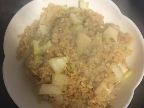 白菜、大根、ねぎの玄米キムチチャーハン